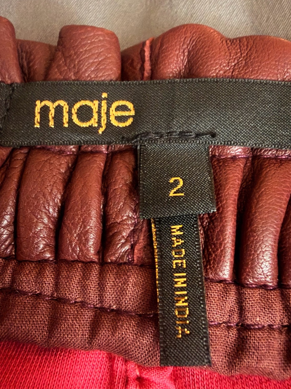 Maje Lamb Leather Paperbag Mini Skirt - Size 2